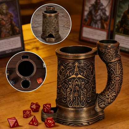 Dice Tower Mug DND Dice Roller Tower with 7 PCS Dice Set