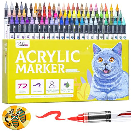 PAINT Acrylic Paint Markers Brush Tip 72 Colors (72 Count)