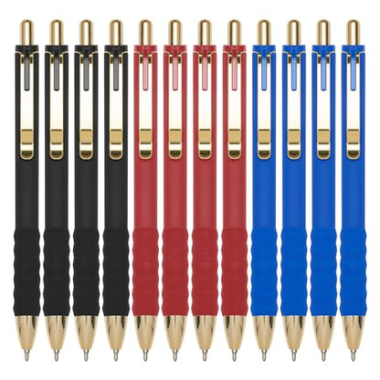 Ballpoint Pens Medium Point 1mm Pen with Super Soft Grip Ball Point Pen for Men Women Retractable Pens (12 Count)