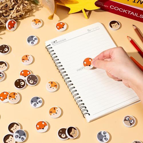 Woodland Animals Mini Eraser for Kids Back to School Gifts 60P Cute Animal Hedgehog Bear Assortment Novelty Pencil Erasers Bulk Stationery for Classroom Reward Birthday Party Goodies Fillers (60 Count)