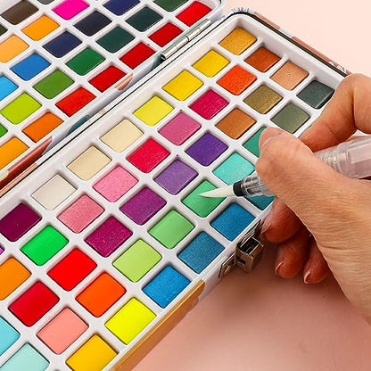 Watercolor Paint Set of 100 Color with Brush Pens (15.4853 Ounce)