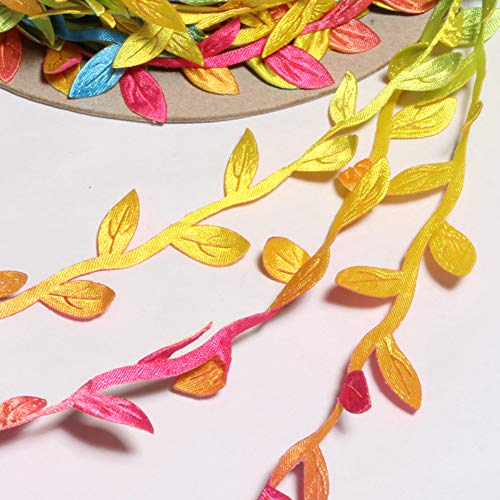 Colorful Rainbow Leaves Leaf Ribbon Trim Rope (60 Foot)