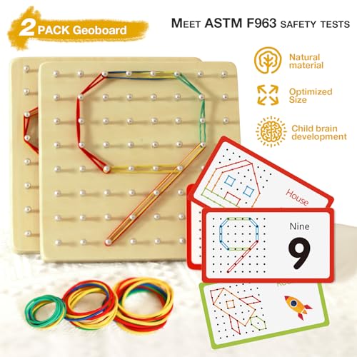 2Pack Wooden Geoboard Montessori Toys (2 Count)