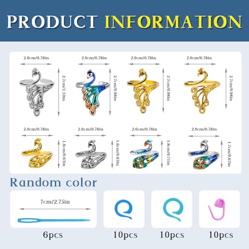 34 Pcs Crochet Ring Adjustable Knitting Thimble Accessories