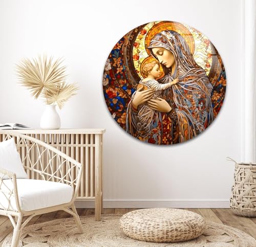 32Wx48H'' Jesus and Virgin Mary Glass Wall Art Tempered Glass Printing Wall Decor Large Wall Art Wall Hangings