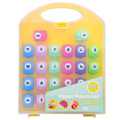Scrapbook Paper Punch 26pc Mini Paper Hole Punchers w Case (26 Count)