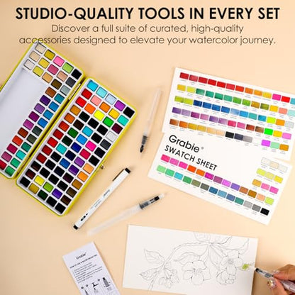 Set of 100 Color Watercolor Paint Set with Brush Pens (17.002 Ounce)
