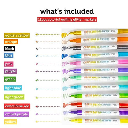Outline Glitter Markers (12 Count)
