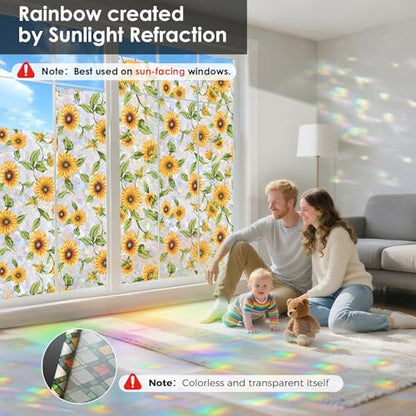 Rainbow 3D Window Stained Glass Privacy Film Decorative