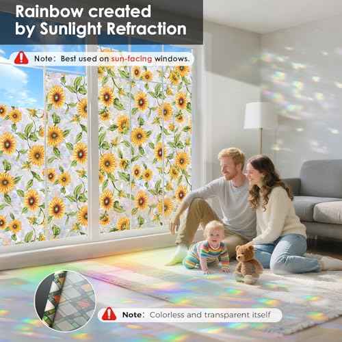 Rainbow 3D Window Stained Glass Privacy Film Decorative