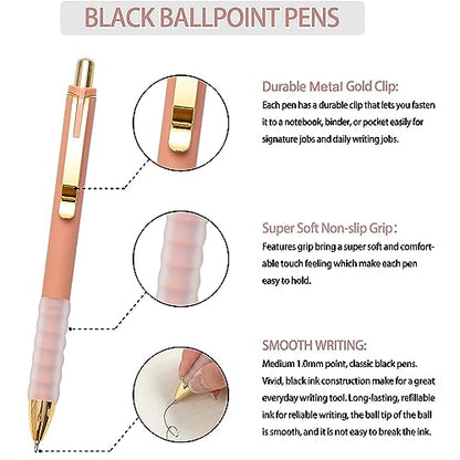 Ballpoint Pens Black Medium Point 1mm with Super Soft Grip Ball Point Pen for Men Women Retractable (18 Count)