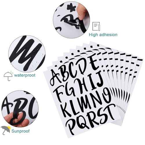 576 Pcs 8 Sheets Letters Stickers Vinyl Alphabet Number Decals Back to School Supplies for Water Bottles Cups Mailbox Scrapbooking Bulletin Board Classroom Decor (8 Count)