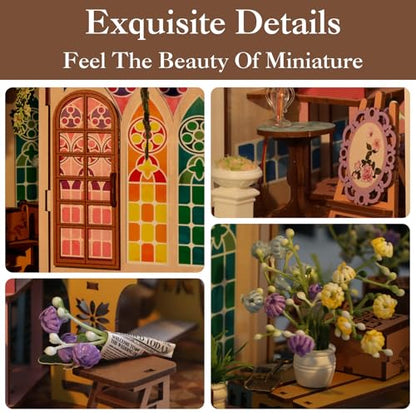 Book Nook Kit for Adult Teen Miniature Garden House with LED Light