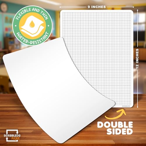 Small Grid Dry Erase Sheets 9”x12” Math Practice Small White Board Sheets Math Manipulatives Quad Graph Whiteboard Sheets Math Supplies Homeschool Teacher Students Classroom Pack of 10 (10 Count)
