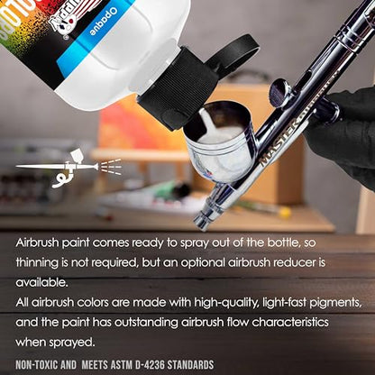 Low Luster Satin White Acrylic Airbrush Paint (8 Fl Oz)