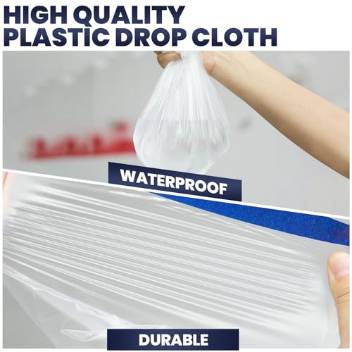 ADHES Painters Plastic with Tape 24 inch x 90 feet x 3 Rolls (3 Count)