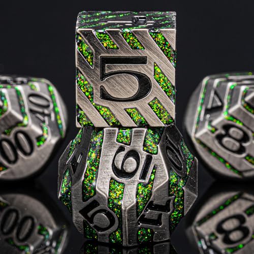 DND Dice Set Dungeons and Dragons Dice d20 Metallic Stripes Dice with Gift Case