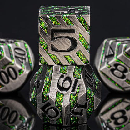 DND Dice Set Dungeons and Dragons Dice d20 Metallic Stripes Dice with Gift Case