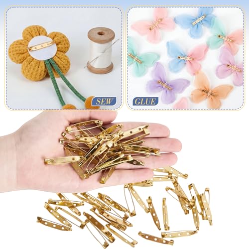 100 Pcs Brooch Pin Backs Bar Pins Backs for Crafts Safety Clasp with Plastic Box (100 Count)