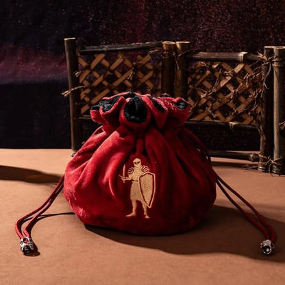 Large Dice Bags with Pockets Red Storage Bag for DND RPG Games