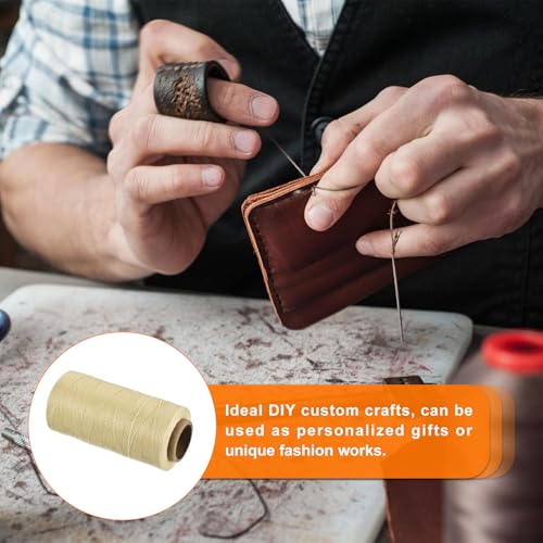 Waxed Thread 284 Yard 0.8mm 150D Flat Wax Thread Polyester Waxed String for Leather Sewing Hand Weaving Book Binding Home Decoration