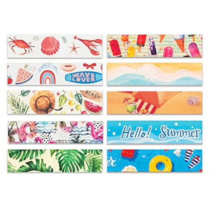 10 Rolls Four Seasons Washi Tape Set Beach Ice Cream Masking Decorative Tapes (10 Count)