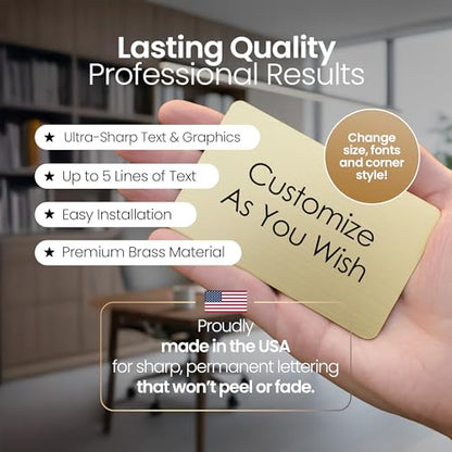 Personalized Custom Brushed Gold Solid Brass Plate (10 Count)