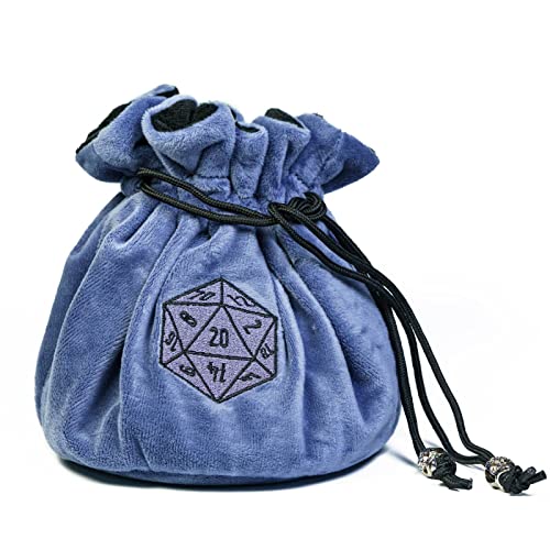 DND Dice Bags Large with Pockets Blue Storage Bag for D&D RPG Games (4.64 Ounce)