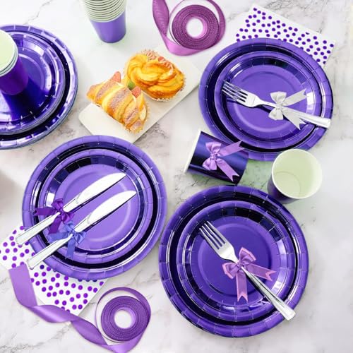 1-1/2 Inch Single-Faced Purple Satin Ribbons for Crafts Gift Wrapping Wedding | 6 Rolls Assorted Ribbons for Flower Bouquet Invitations Bridal Shower Hair Bows Garland Party Decor