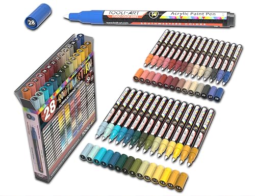 28 Southwestern Colors Acrylic Paint Pens Studio Color Series Markers Set 0.7mm Extra Fine Tip (28 Count)