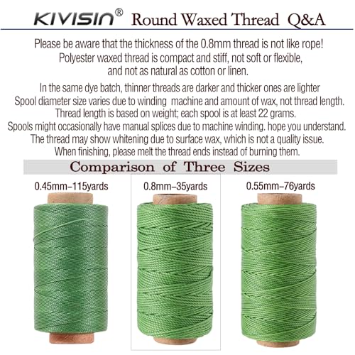 12 Colored Round Waxed Thread 0.8mm