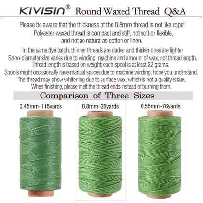 12 Colored Round Waxed Thread 0.8mm
