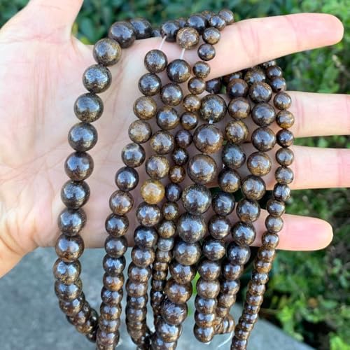 90pcs Adabele Natural Brown Bronzite Gemstone 8mm Round Beads (92 Count)