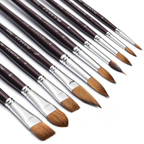 Sable Watercolor Brushes (10 Count)