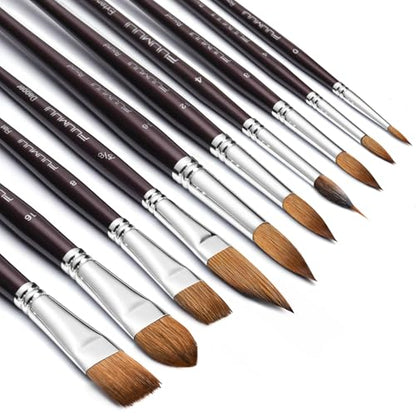 Sable Watercolor Brushes (10 Count)