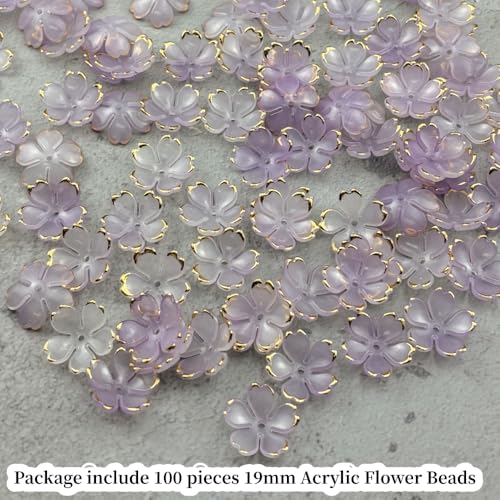 100pcs Acrylic Flower Beads (100 Count)