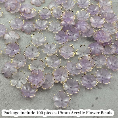100pcs Acrylic Flower Beads (100 Count)
