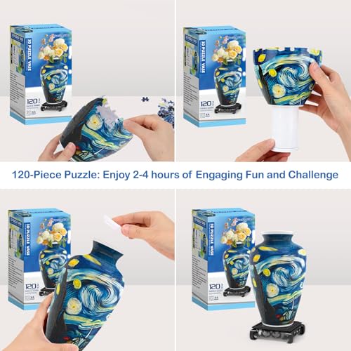 3D Puzzle Vase for Adults with 120 Plastic Pieces