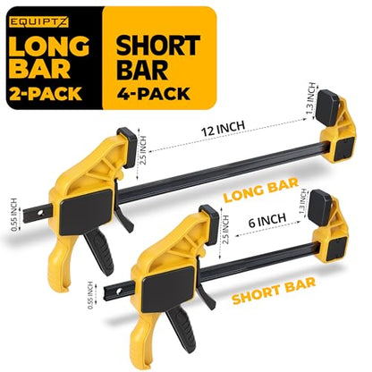 6 Pack Bar Clamps for Woodworking (6 Count)
