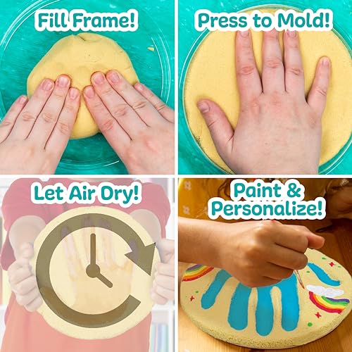 Sand Dough Sculpt & Paint Creations! Mold Your Own Hand Print Stone