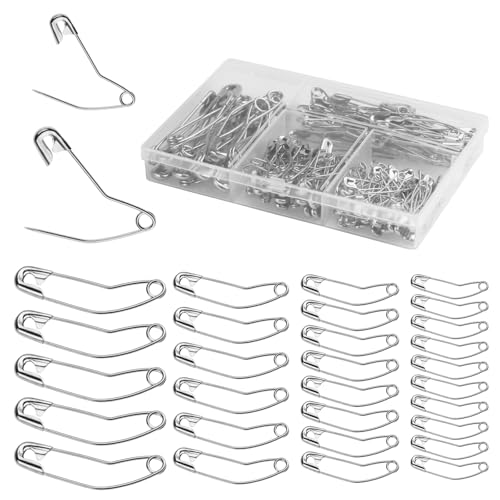 160 Pcs Curved Safety Pins for Quilting Basting Pins 28mm 32mm 38mm 54mm (160 Count)