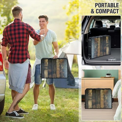 Small Folding Table with Side Pocket Adjustable Height
