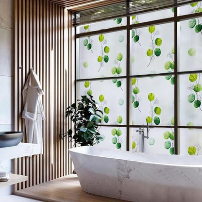 Eucalyptus Leaves Stained Glass Window Film 35.4'' x 78.7''
