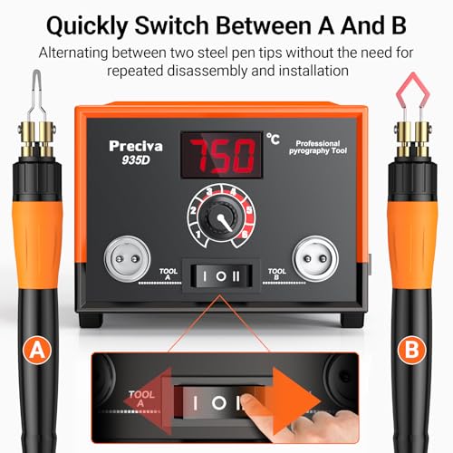 935D Dual Pen Wood Burning Kit with Digital Display Wood Burning Tool with 2 Detachable Pens
