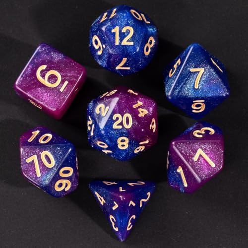7 Die DND Dice Set Polyhedral Dice Set with a Leather Dice Bag (7 Count)