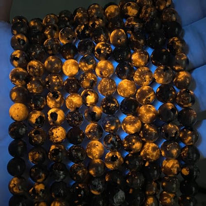 8MM 45pcs Natural Flame Yooperlite Stone Energy Beads Round Loose Beads for Jewelry Making DIY Bracelet Necklace 1 Strands 16"