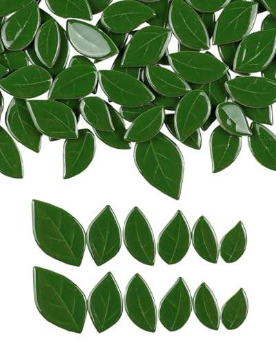 200g Mixed Sizes Leaves Mosaic Tiles for Craft Bulk (50 Count)