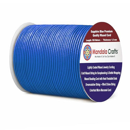 1.5mm Sapphire Blue Waxed Cord
