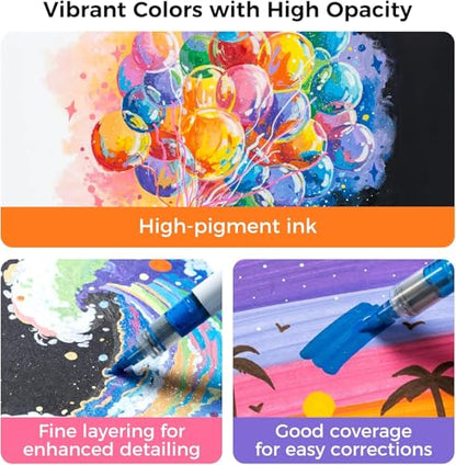 Acrylic Paint Markers Brush Tip 72 Colors Opaque Paint Pens (72 Count)