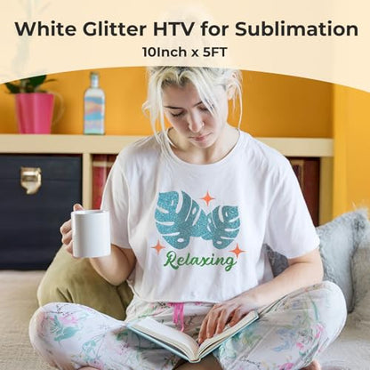 White Glitter HTV Heat Transfer Vinyl